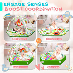 lulunemo tiger toy on play mat encouraging grasping and movement
