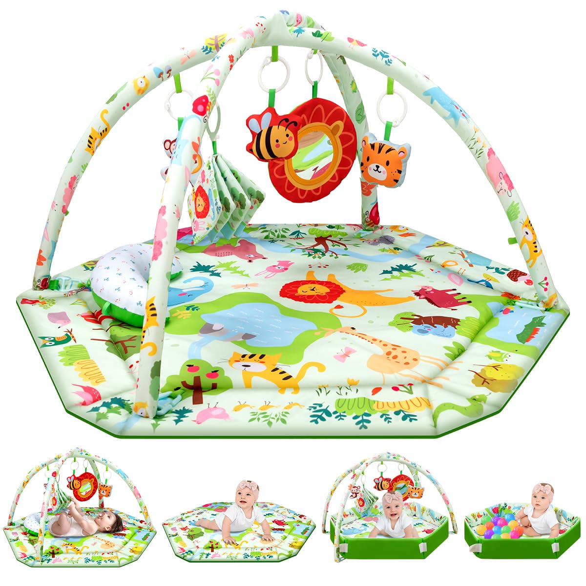 lulunemo baby play mat wide view showing roomy space for tummy time and play