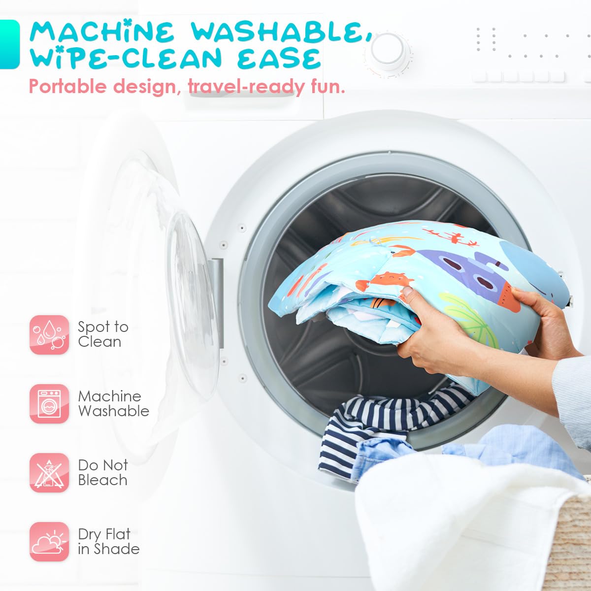 lulunemo Ocean Play Mat non-slip backing keeps baby secure on any surface