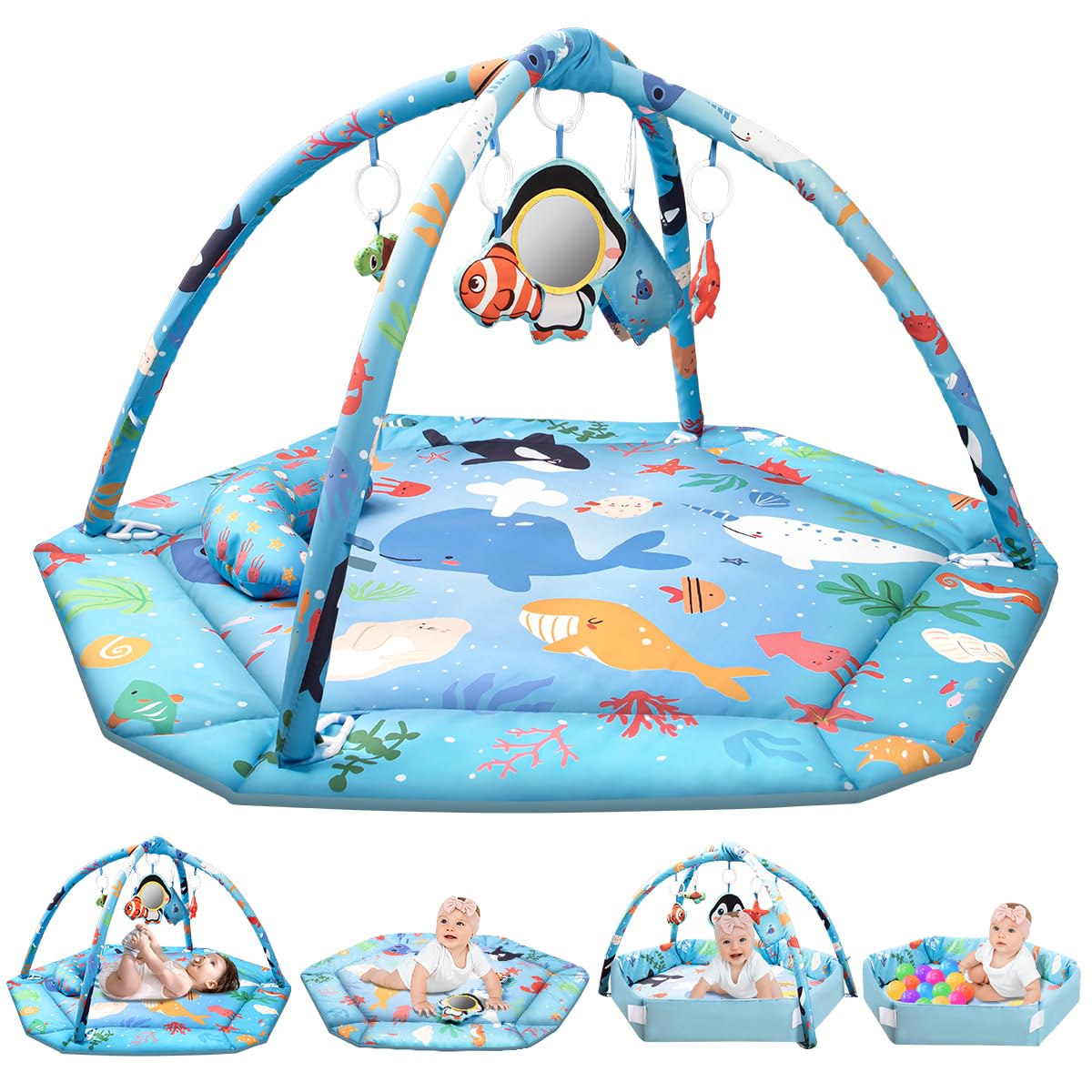 lulunemo Ocean Play Mat overview highlights a roomy, safe space for tummy time