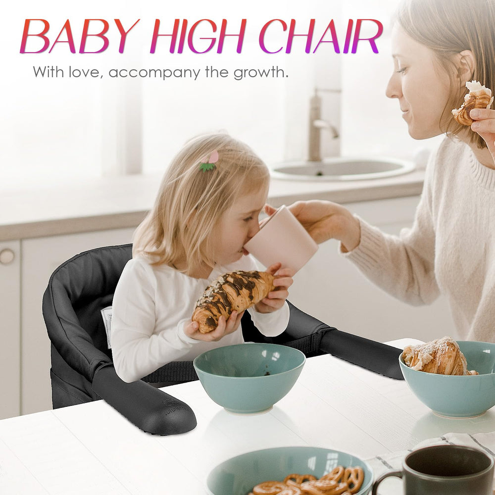 lulunemo portable high chair ready for trips with quick setup in minutes.