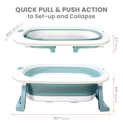 Lulyboo baby bathtub with built-in shower head for gentle rinsing