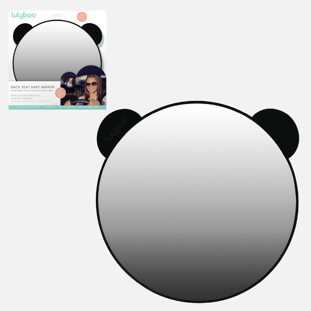 Lulyboo back-seat mirror offers crystal reflection for clear infant visibility.