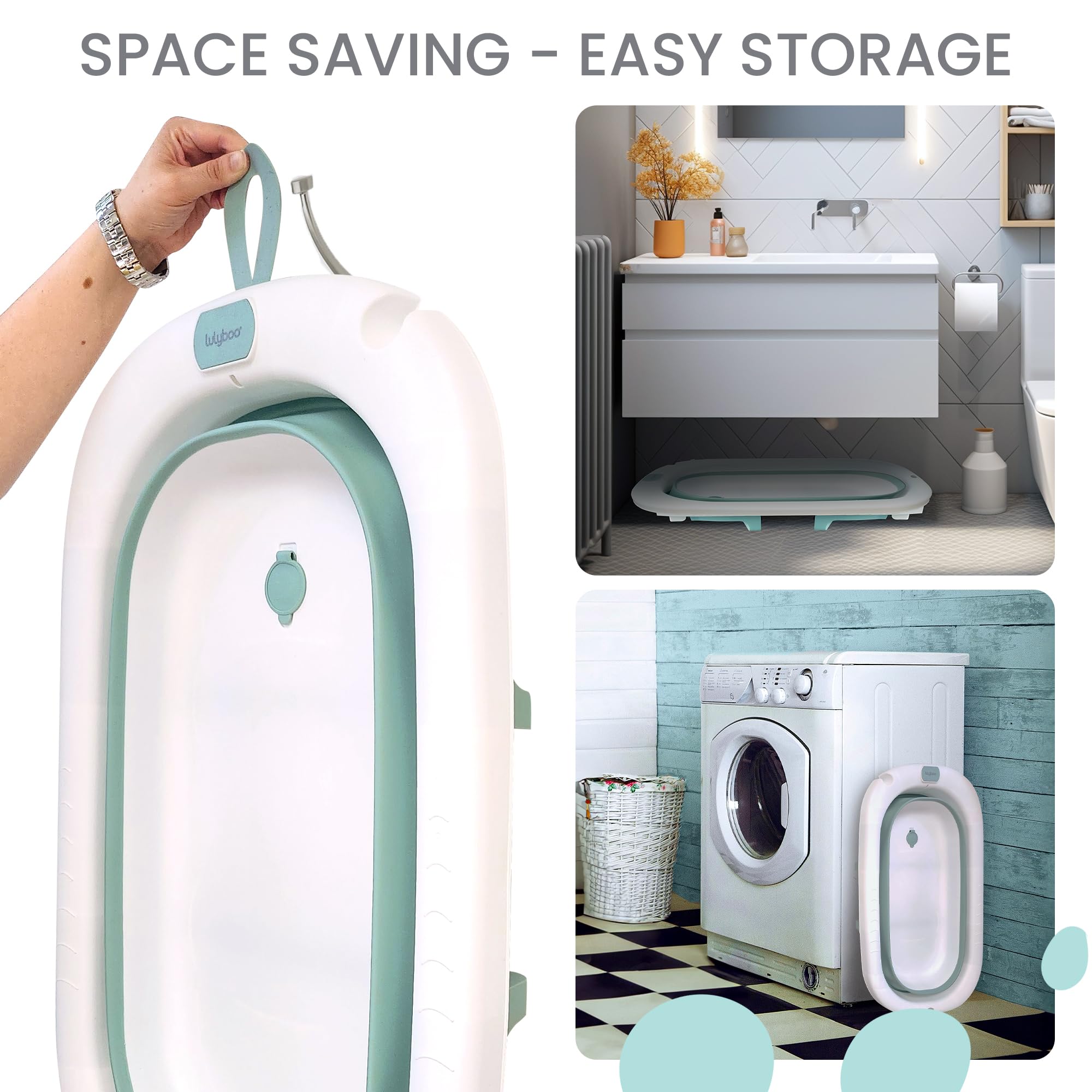 Lulyboo bathroom storage friendly collapsible tub fits in small spaces