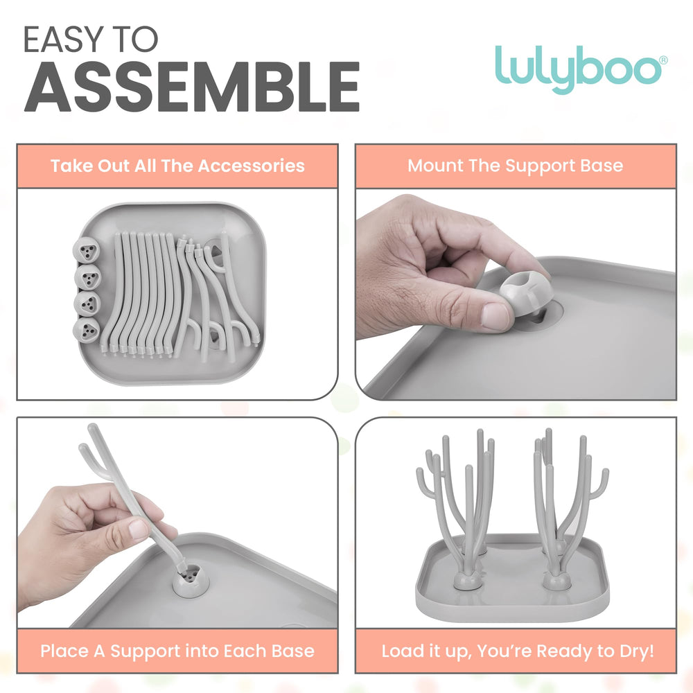 Lulyboo BPA-free rack is travel-ready for hygienic drying on the go.