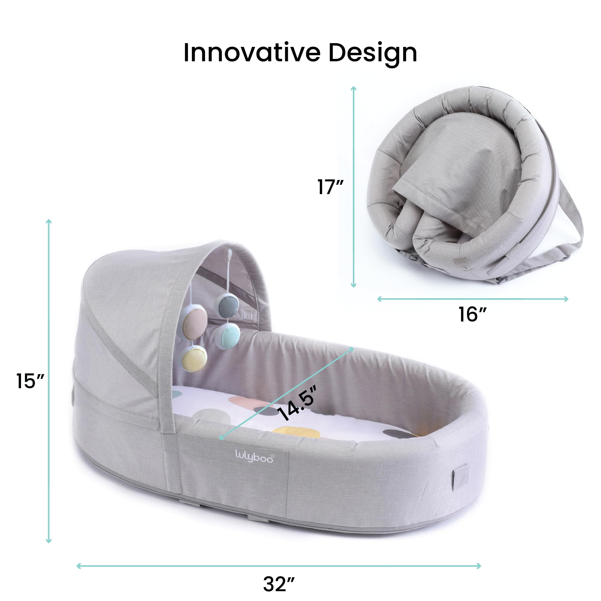 Lulyboo Bubble Travel Lounge folded into a compact backpack for easy transport.
