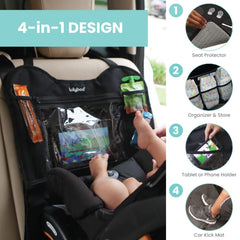 Lulyboo car seat protector adjustable straps allow quick, secure installation.
