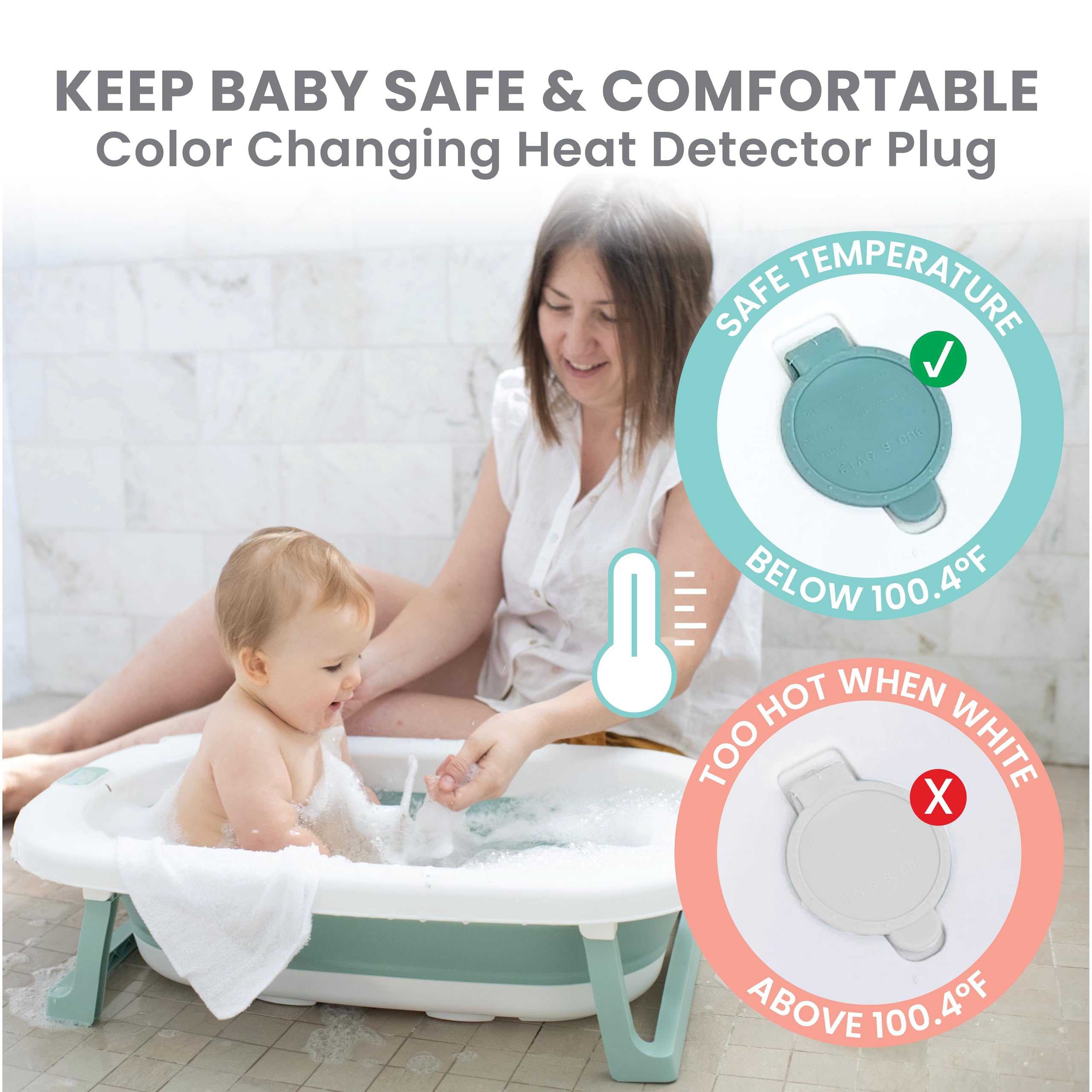 Lulyboo collapsible baby bathtub in use, keeping baby comfy during bath time