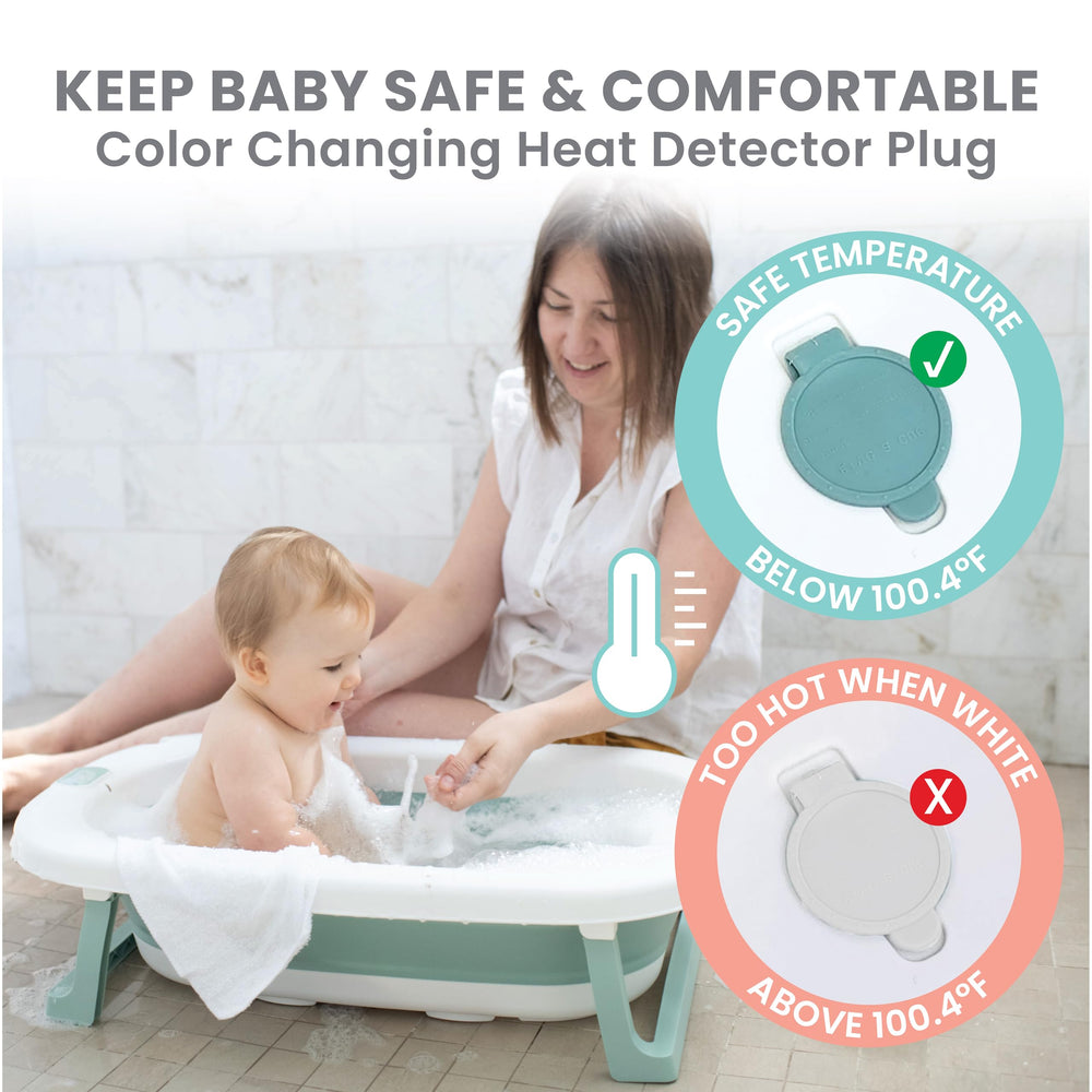 Lulyboo collapsible baby bathtub in use, keeping baby comfy during bath time