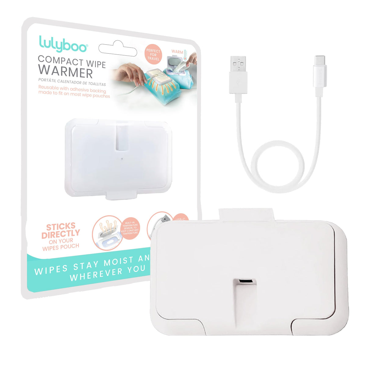 Lulyboo Compact Wipe Warmer maintains constant temperature for warm wipes.