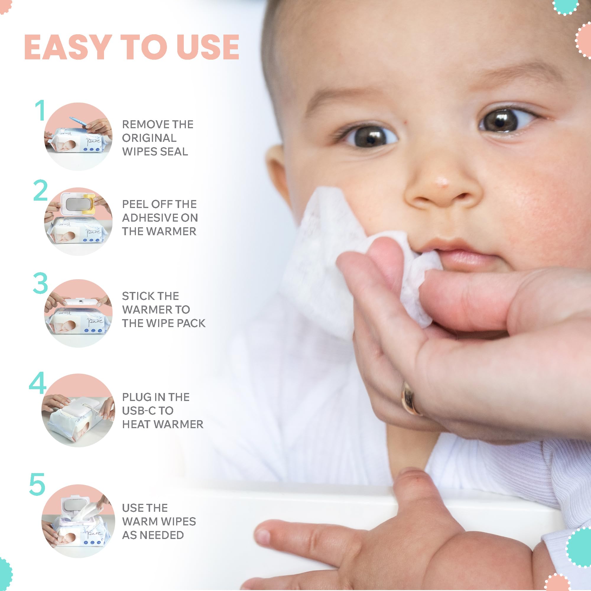 Lulyboo Wipe Warmer with large capacity reduces refills during busy days.