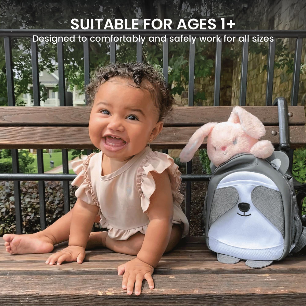 Lulyboo Panda backpack adjustable padded straps for comfortable carry.