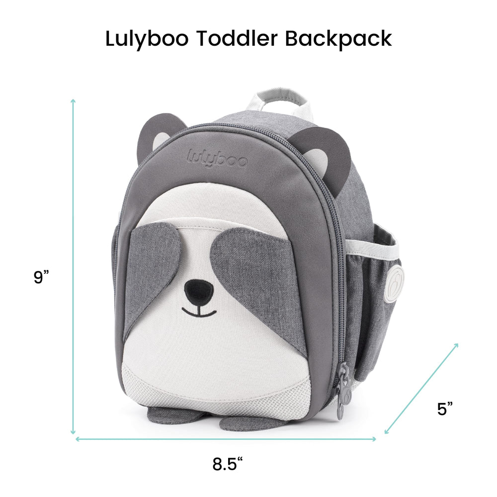 Lulyboo Panda backpack leash side view illustrating portable storage.