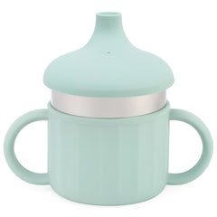 Lulyboo sippy cup with leakproof lid; mess-free travel with toddlers.