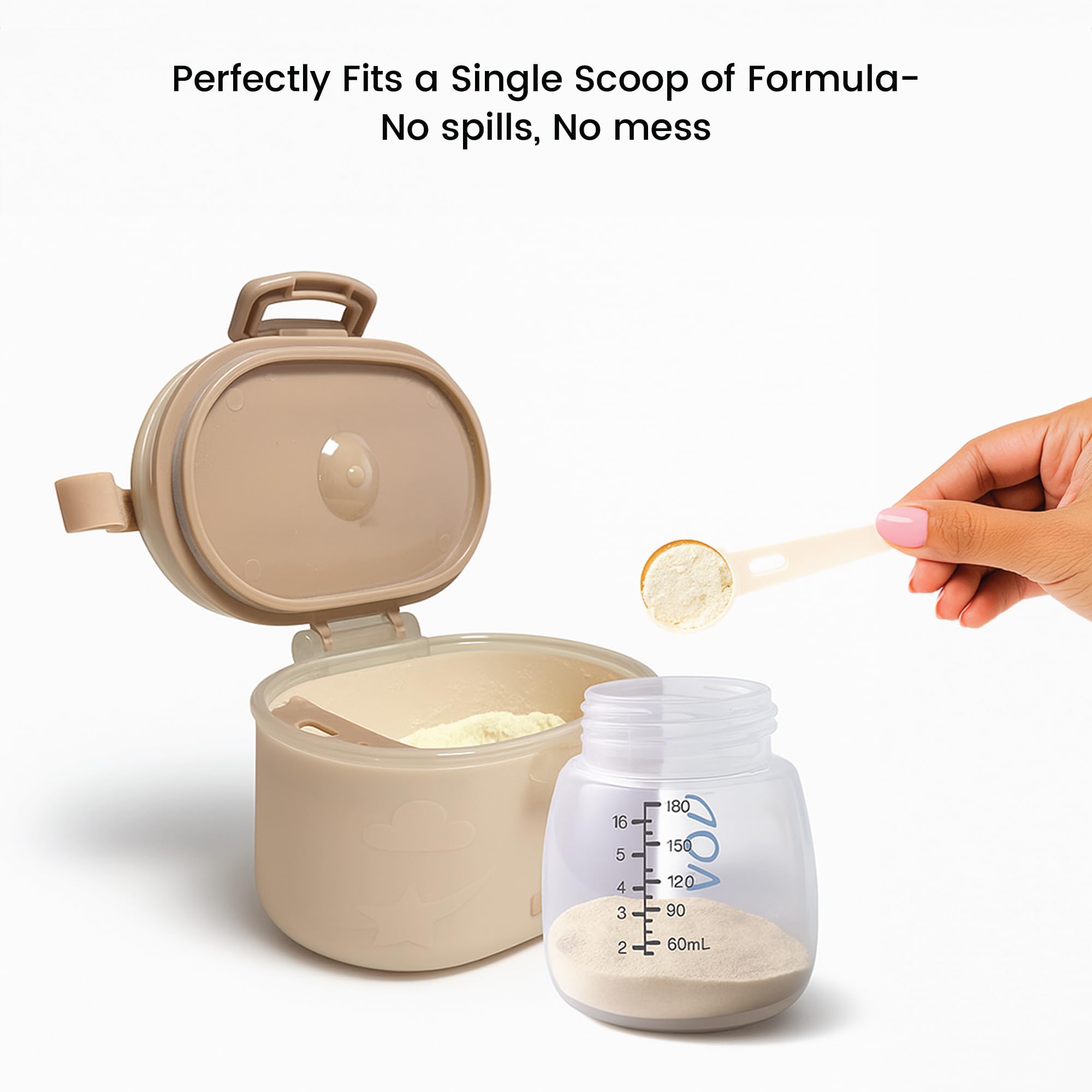 Lulyboo container shows clear measurement marks for precise portions during feeds