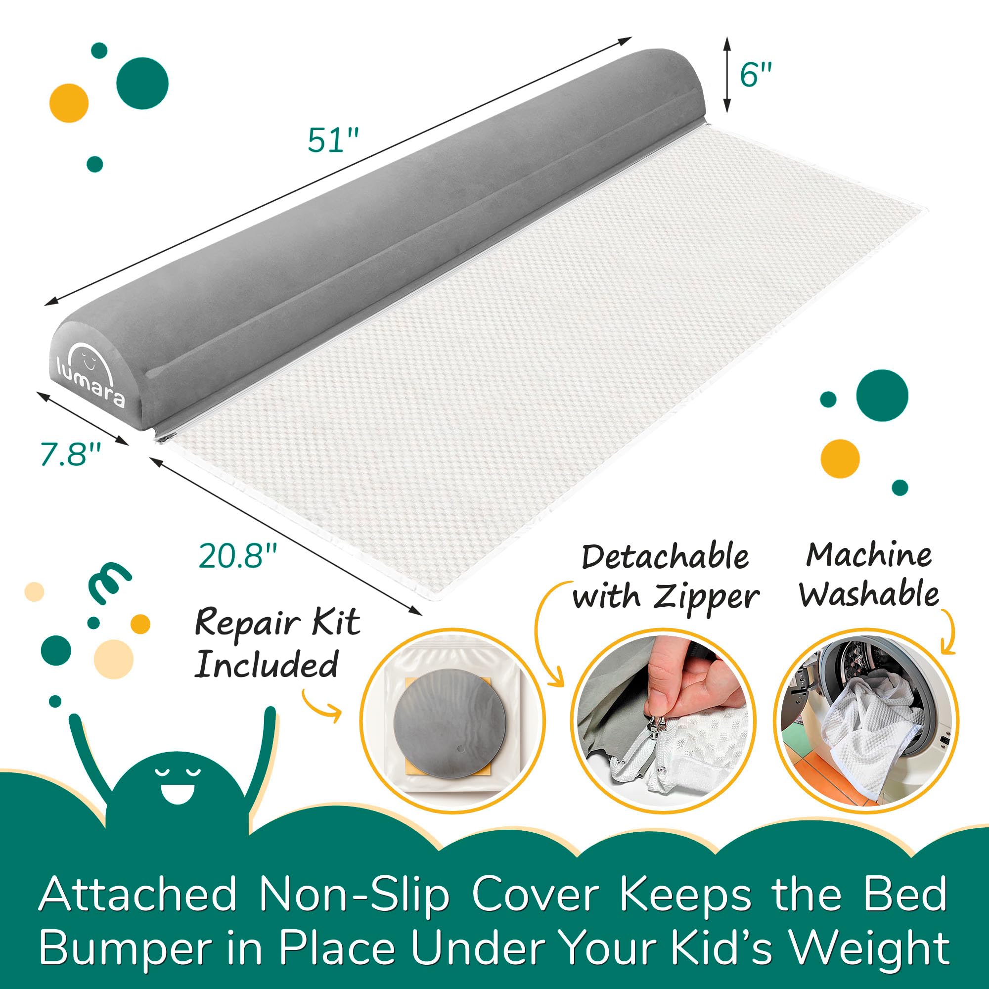 LUMARA bed rail with flocked surface preventing slips