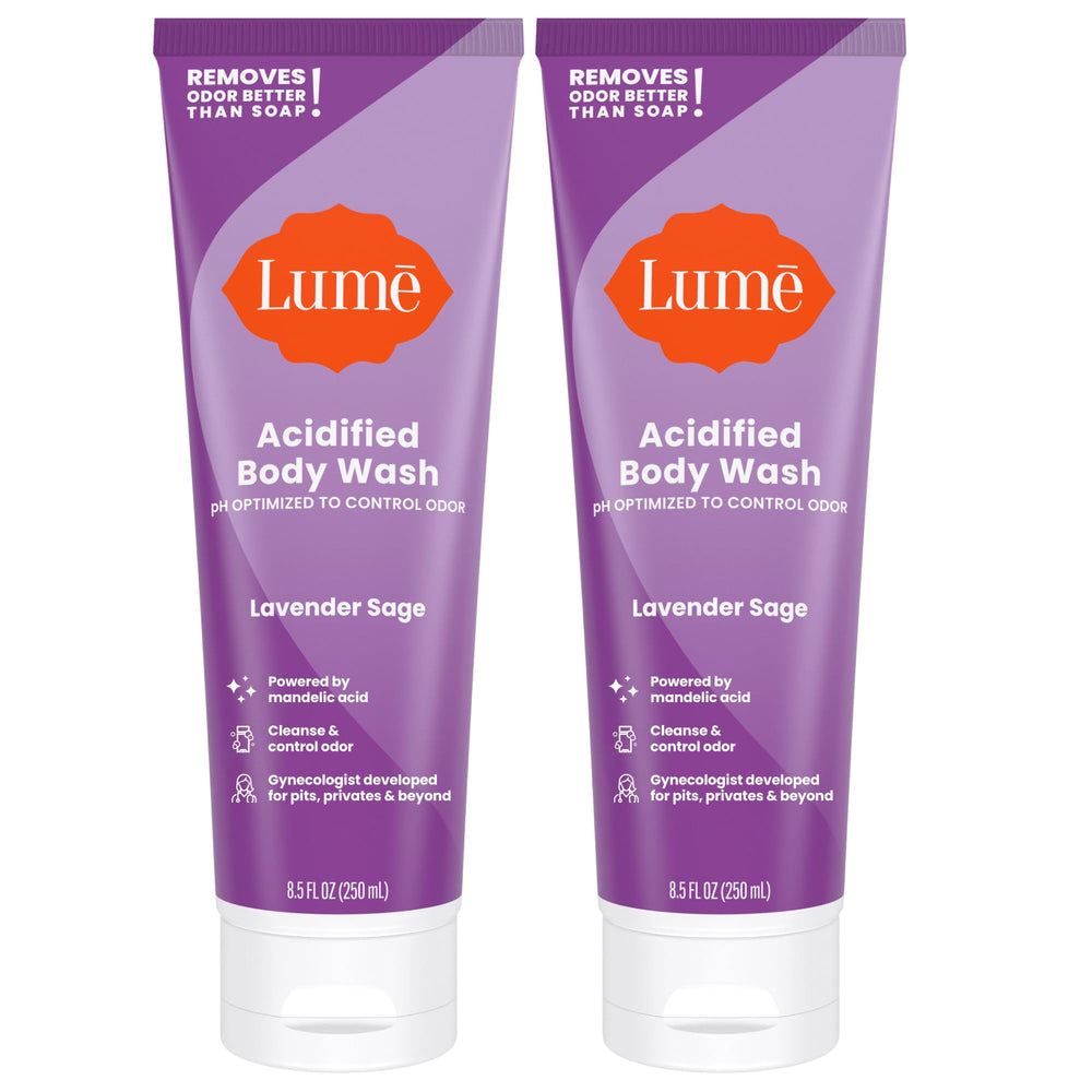 Lume Acidified Body Wash bottle front with Lavender Sage for long-lasting odor control.