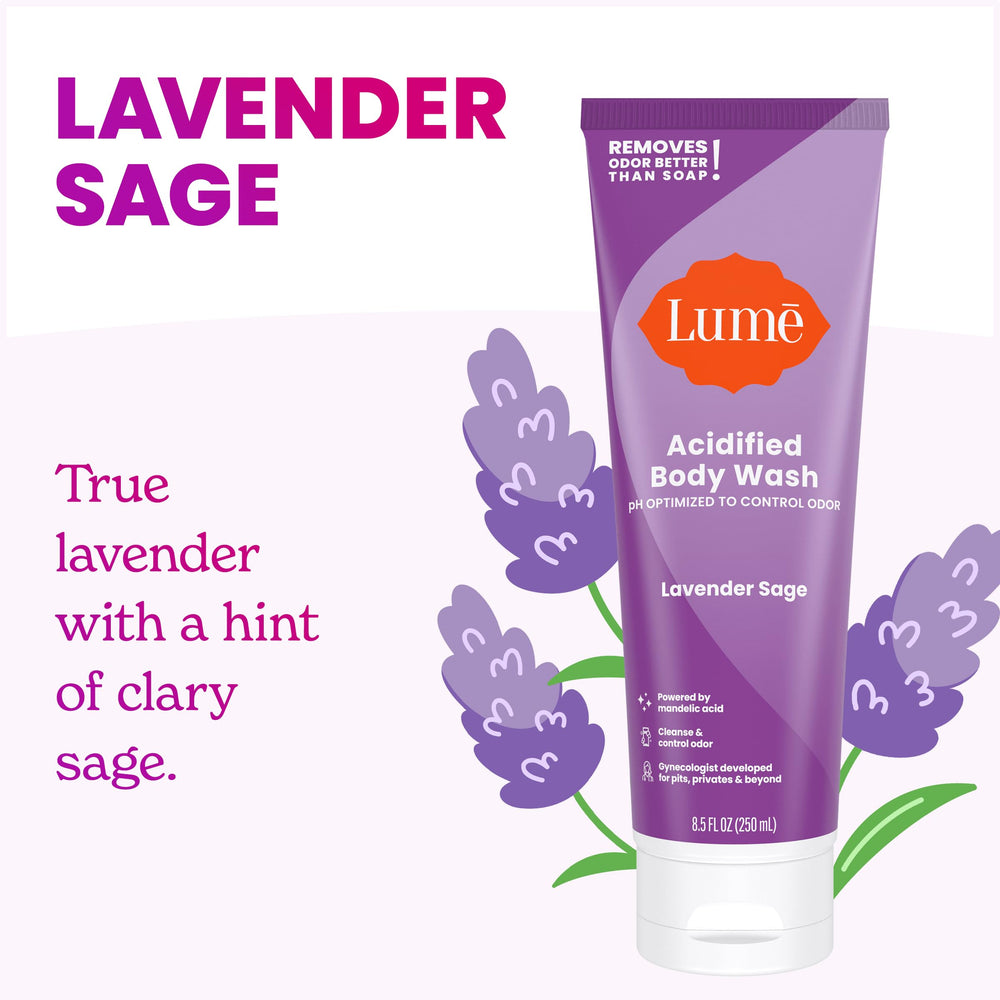 Creamy lather from Lume Acidified Body Wash ready for cleansing.