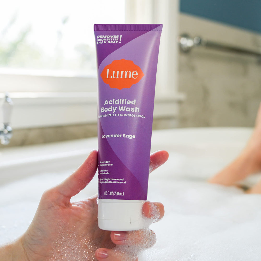 Pack of 2 Lume Acidified Body Wash bottles for value and convenience.