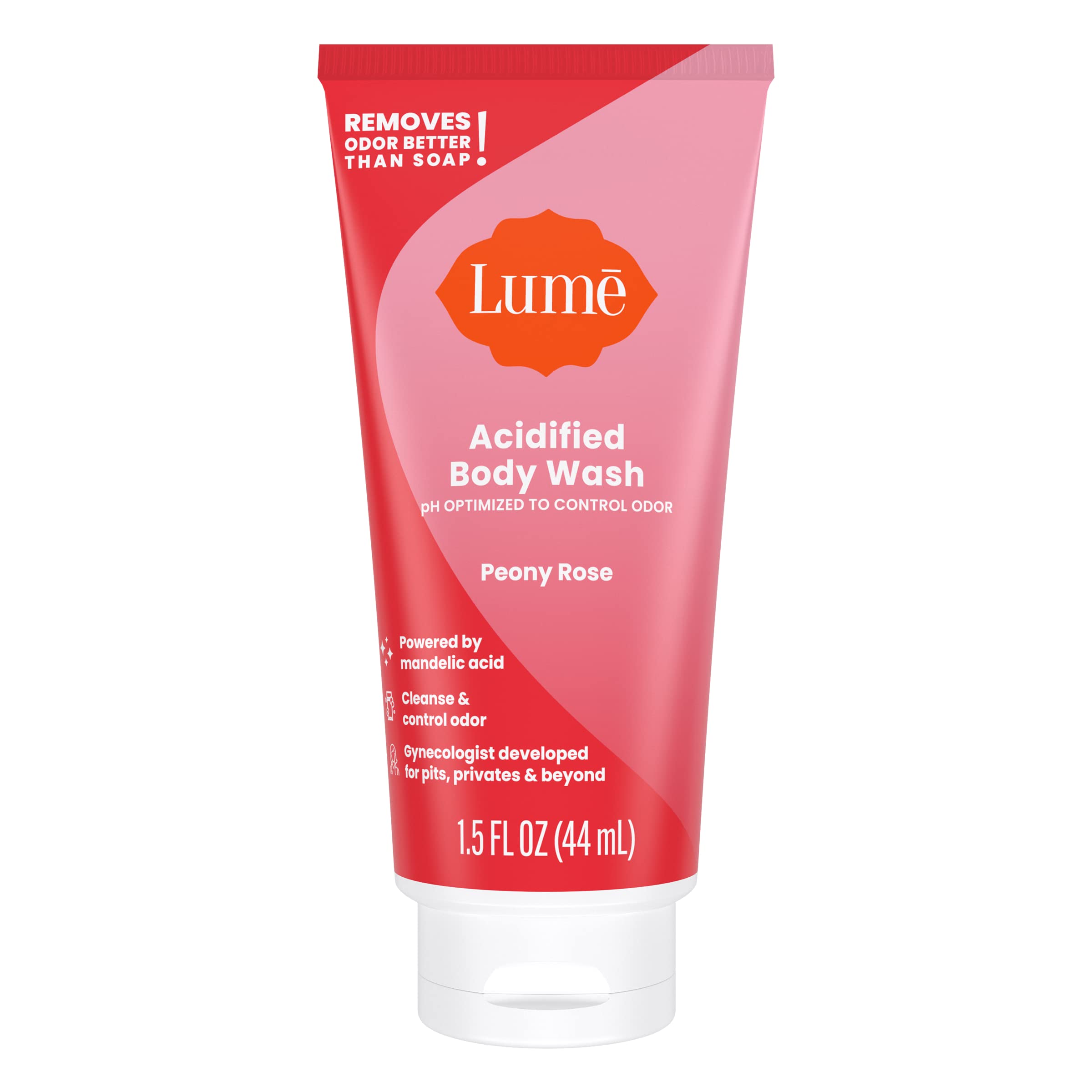 Lume packaging closeup shows compact tubes and travel-friendly box.