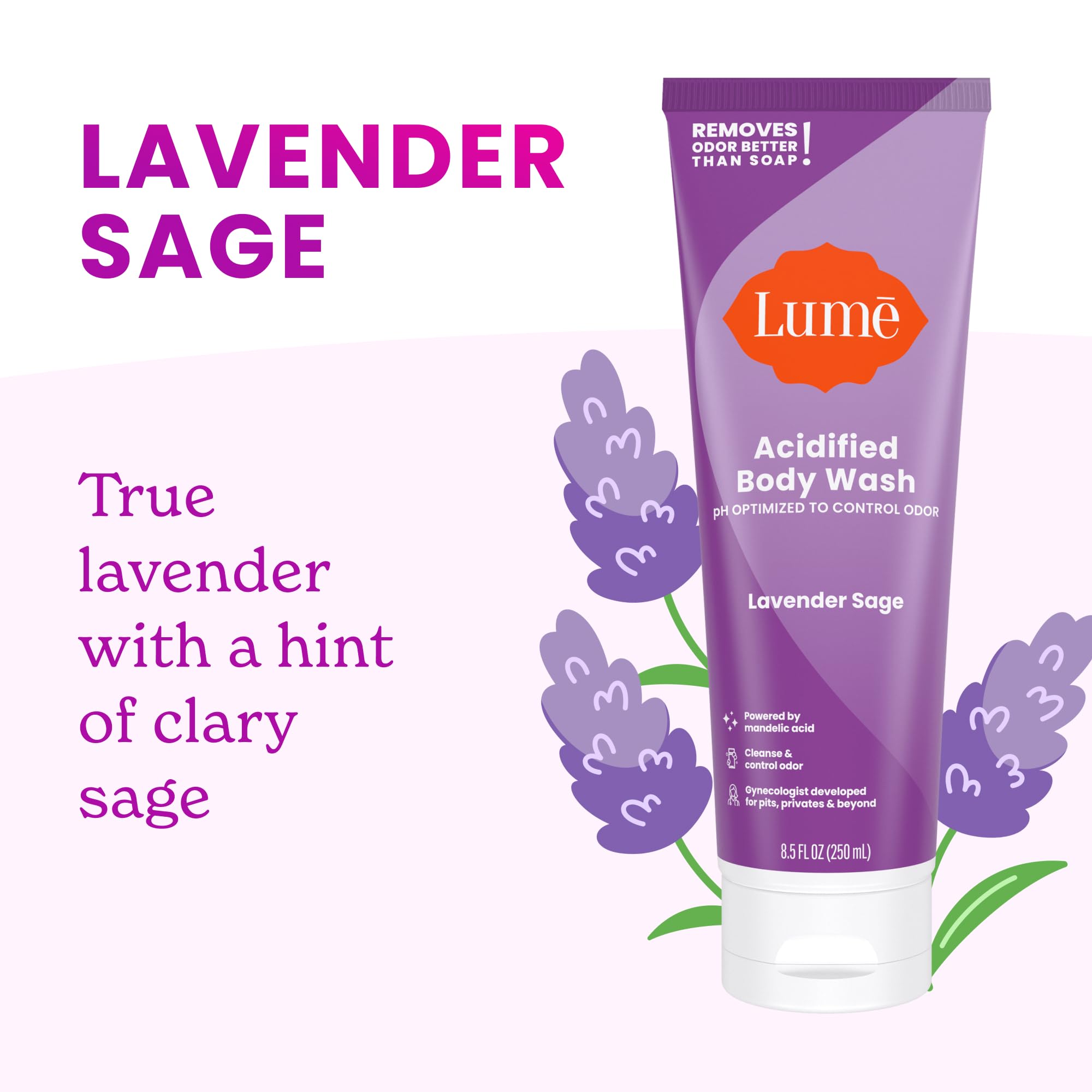 Lume Acidified Body Wash Parabens-Free design supports skin-friendly cleansing.