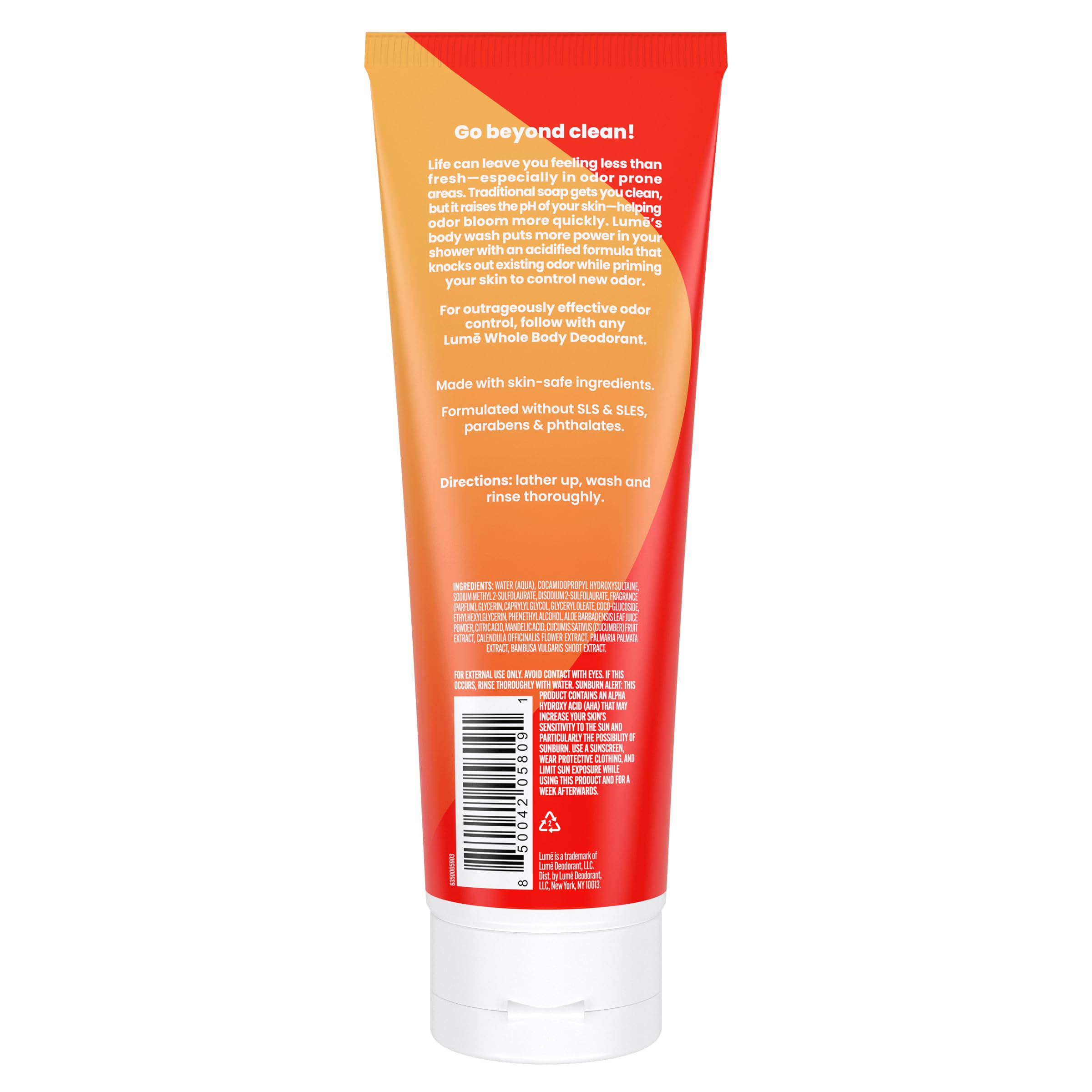 Lume Acidified Body Wash pump provides easy, mess-free daily cleansing