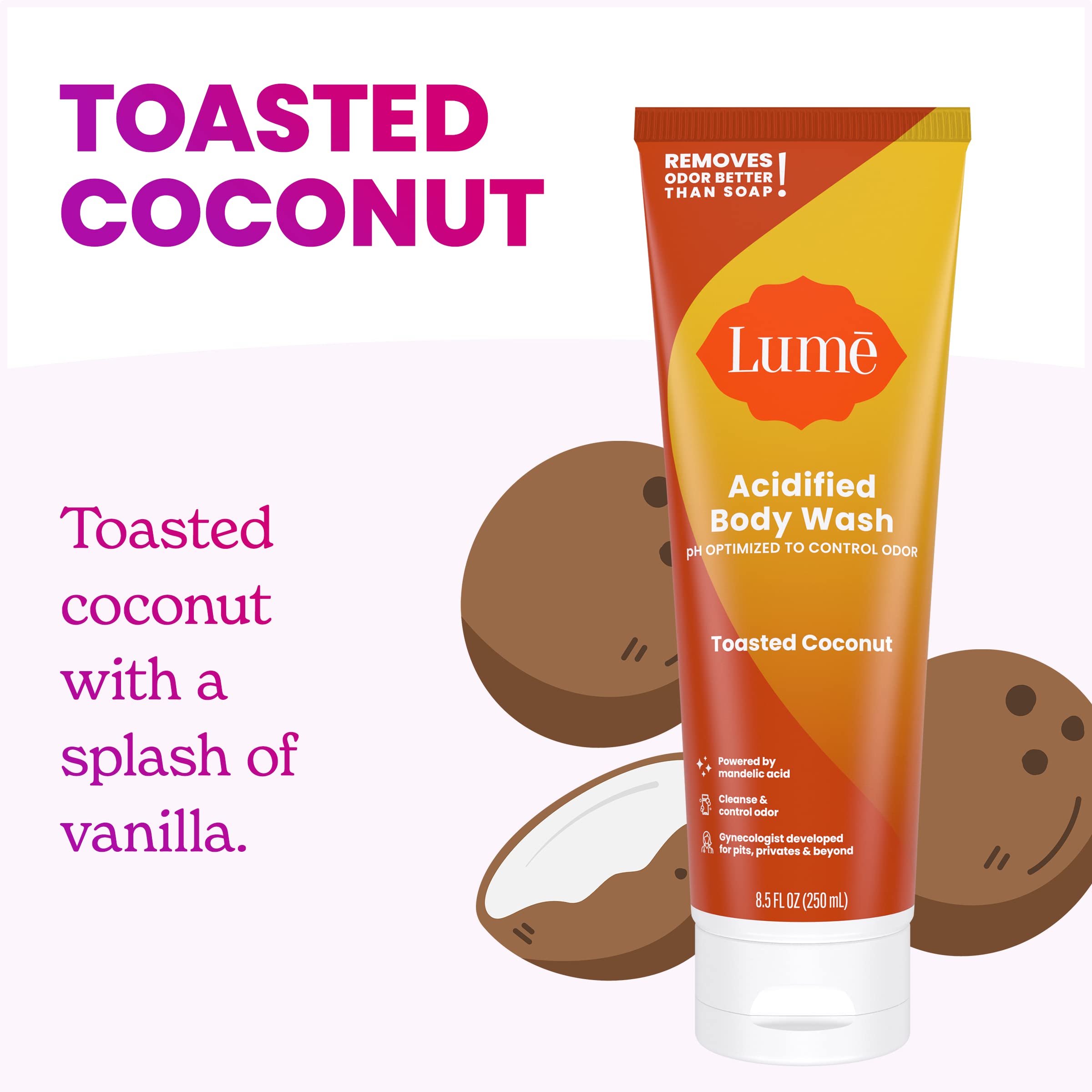 Lume Acidified Body Wash near skin tone visual for even-looking skin