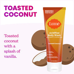 Lume Acidified Body Wash near skin tone visual for even-looking skin
