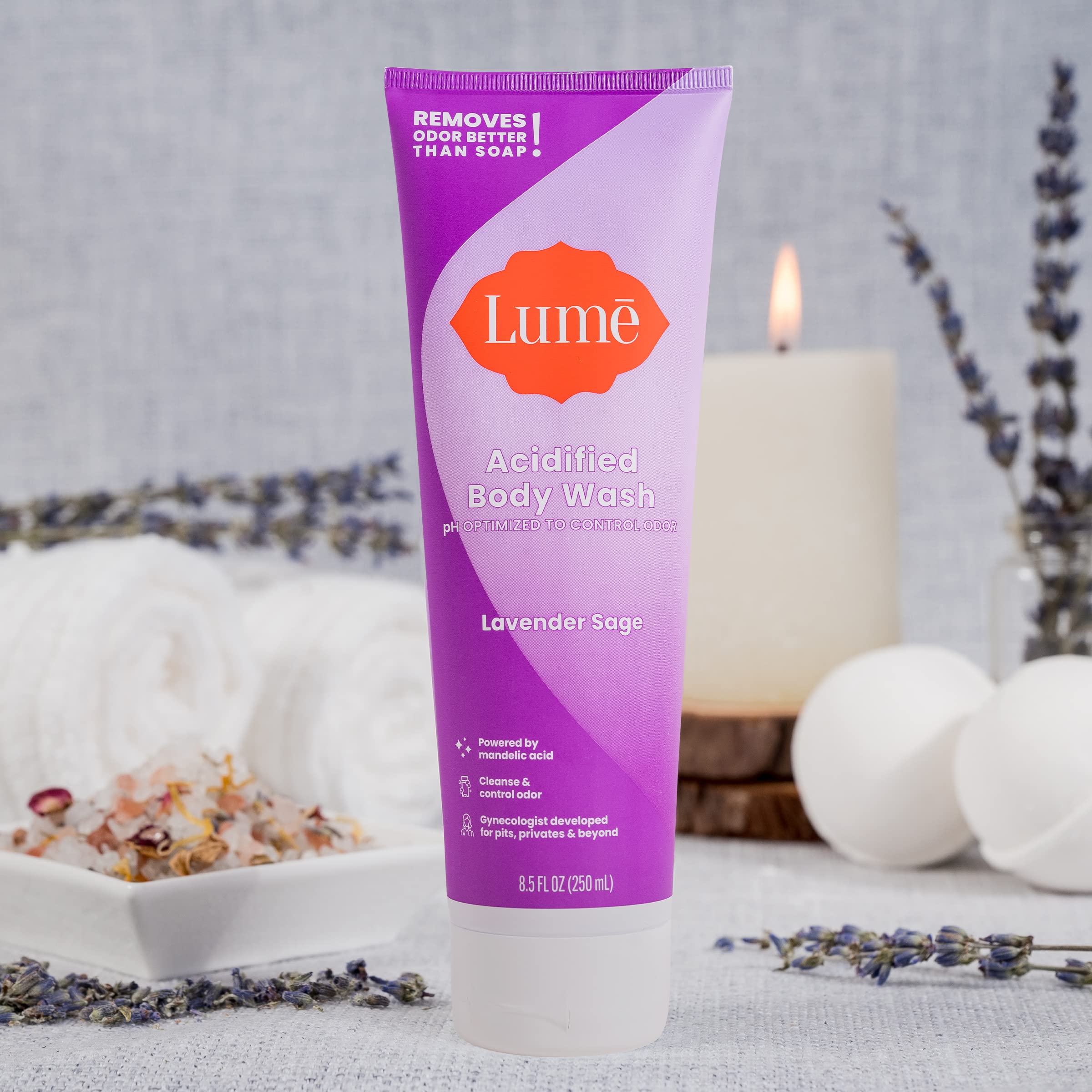 Lume Acidified Body Wash skin-tone evening effect after use