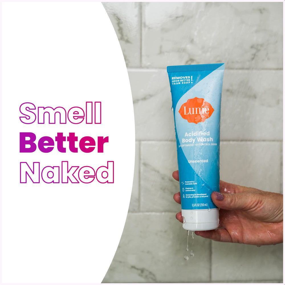 Lume Acidified formula supports longer freshness after shower.