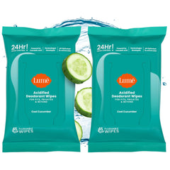 Lume Acidified Deodorant Wipes Cool Cucumber pack front for all-day freshness.