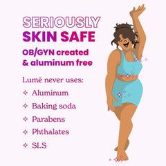 Lume Acidified Deodorant Wipes underboob usage shows discreet odor control.