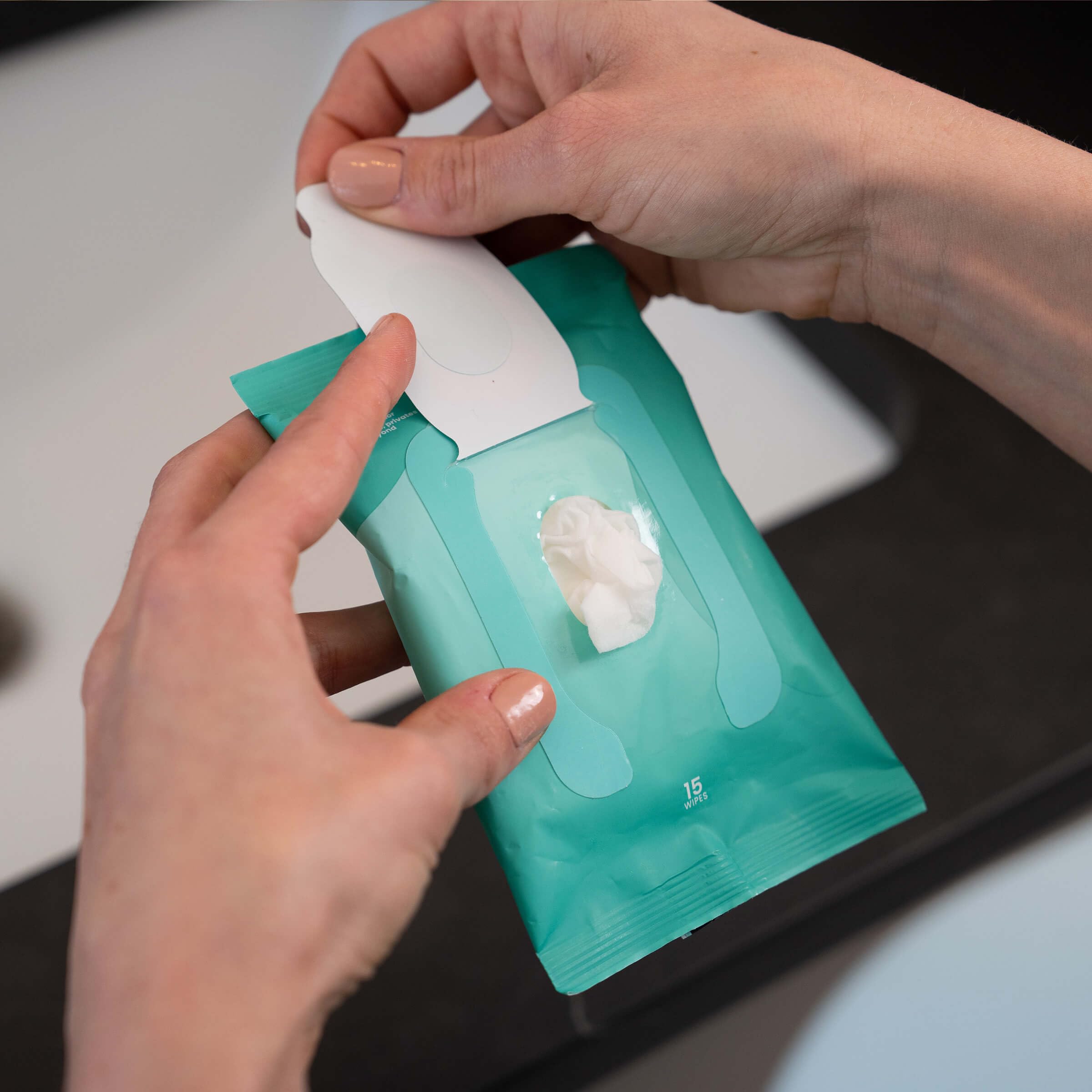 Lume Acidified Deodorant Wipes undercarriage use delivers all-over freshness.