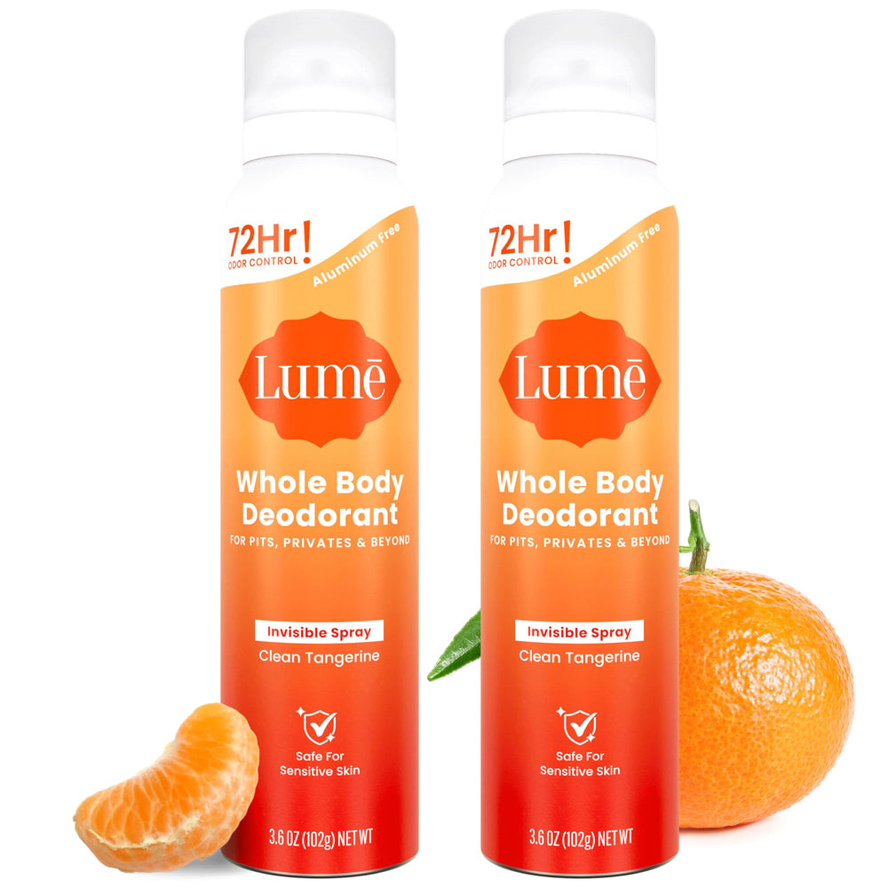 Lume Clean Tangerine bottle front for portable freshness on the go.