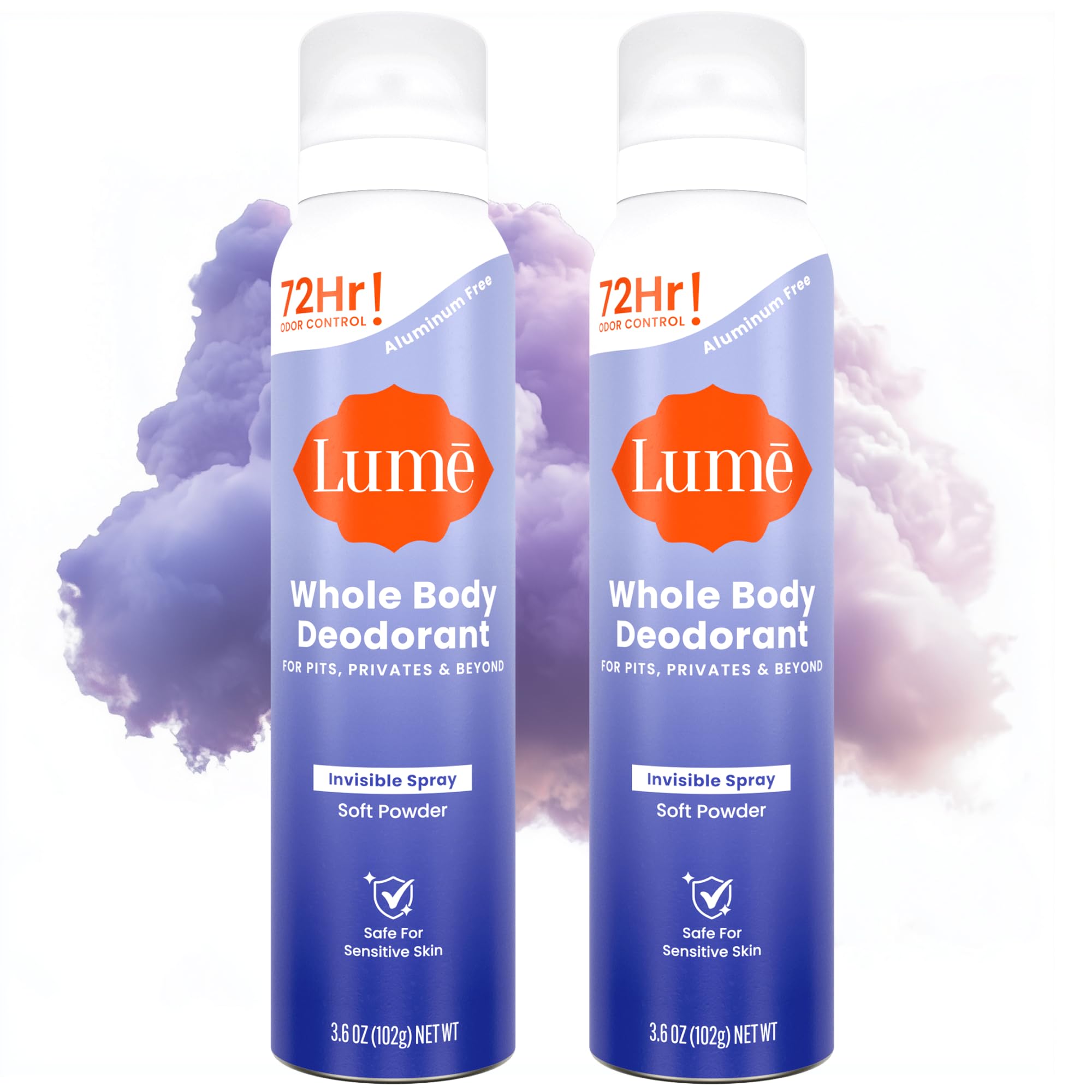 Lume Invisible Spray Deodorant bottle front view for on-the-go odor control.
