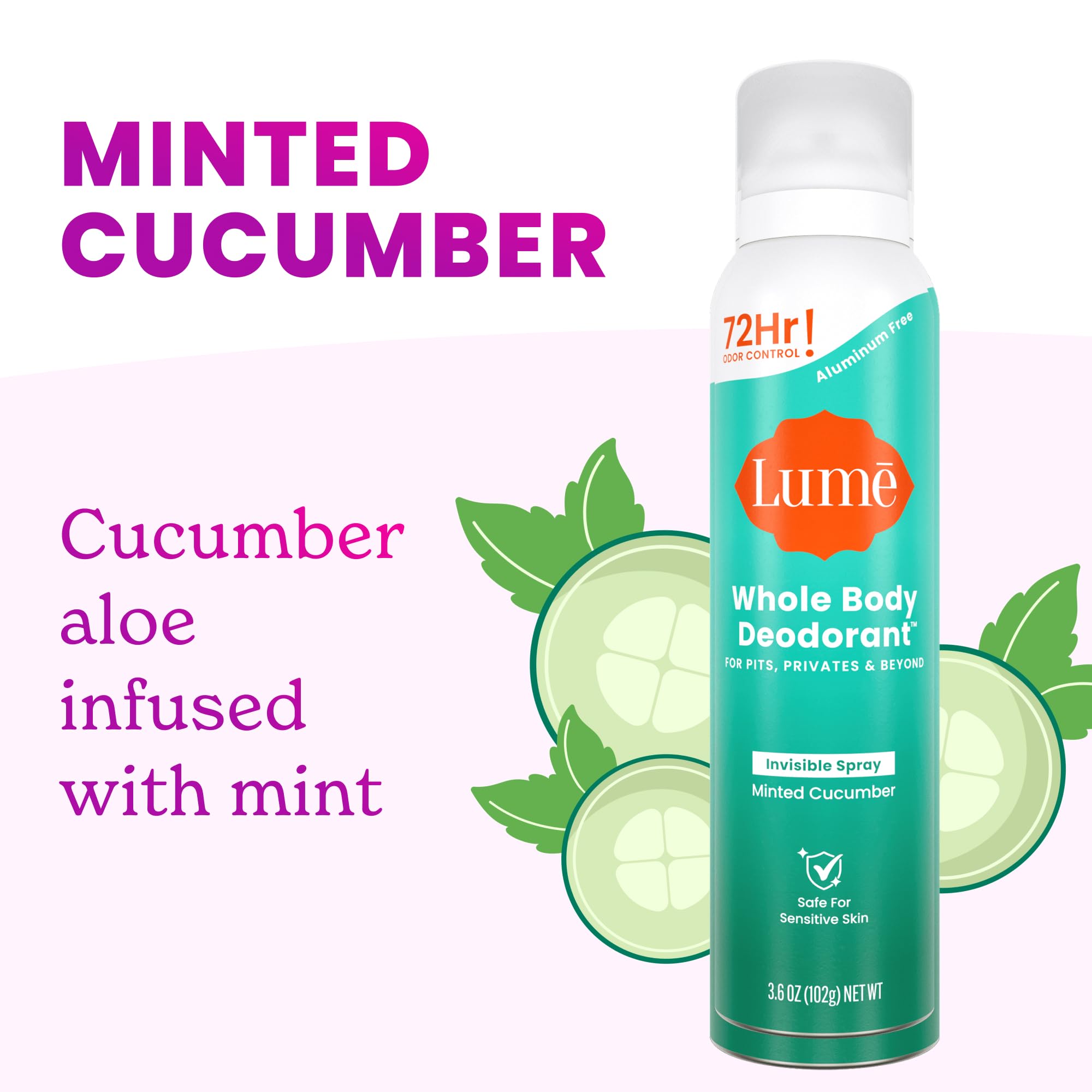 Lume Invisible Spray spray-action captured mid-application on skin.