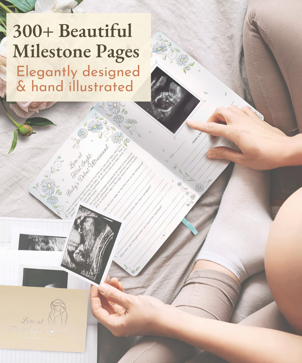 Luminate Press Keepsake Pregnancy Journal spine view: durable construction for lasting memories.