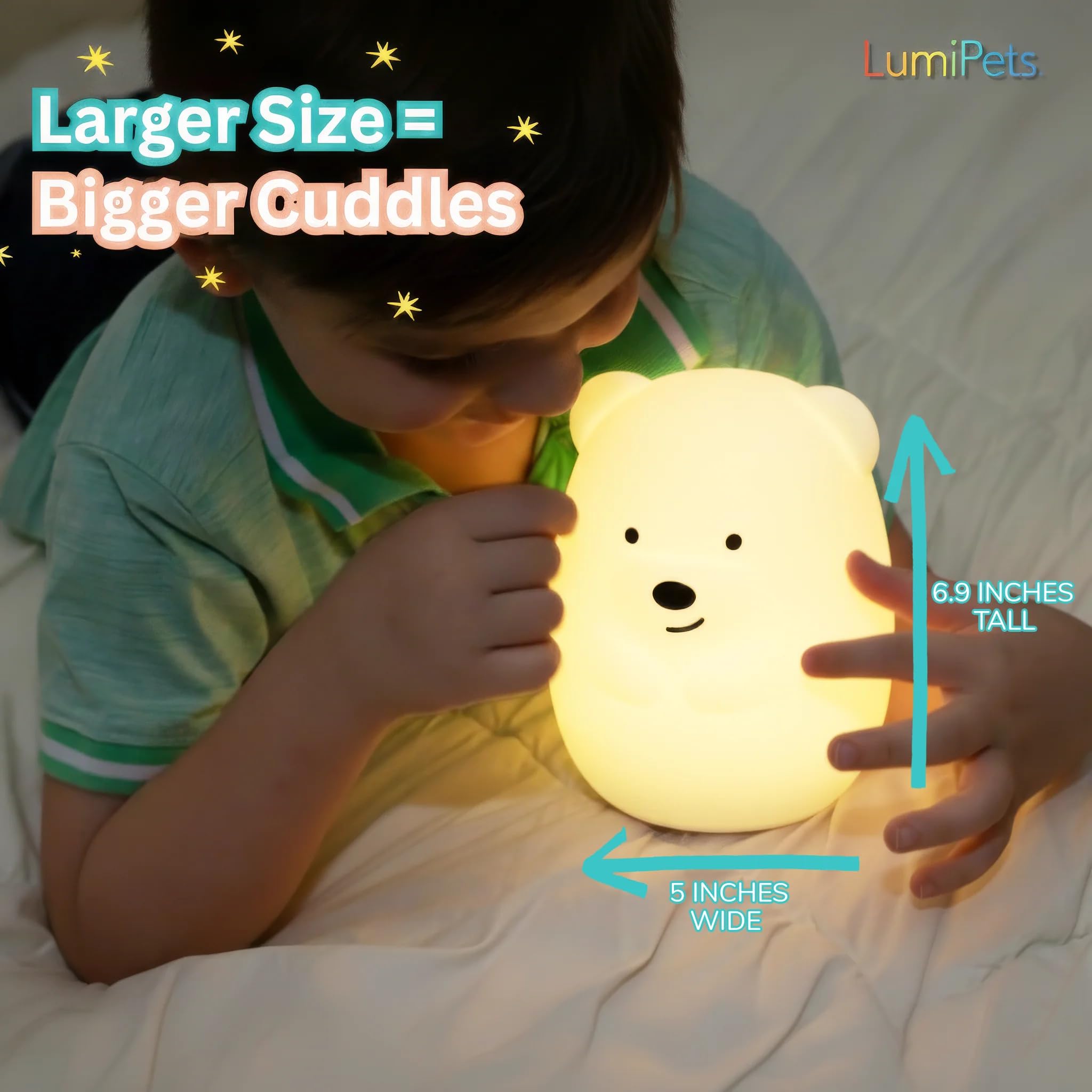 Lumipets Benny Bear travel-friendly design for sleepovers.