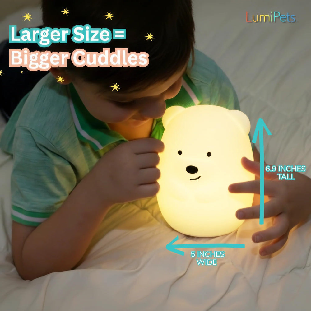 Lumipets Benny Bear travel-friendly design for sleepovers.
