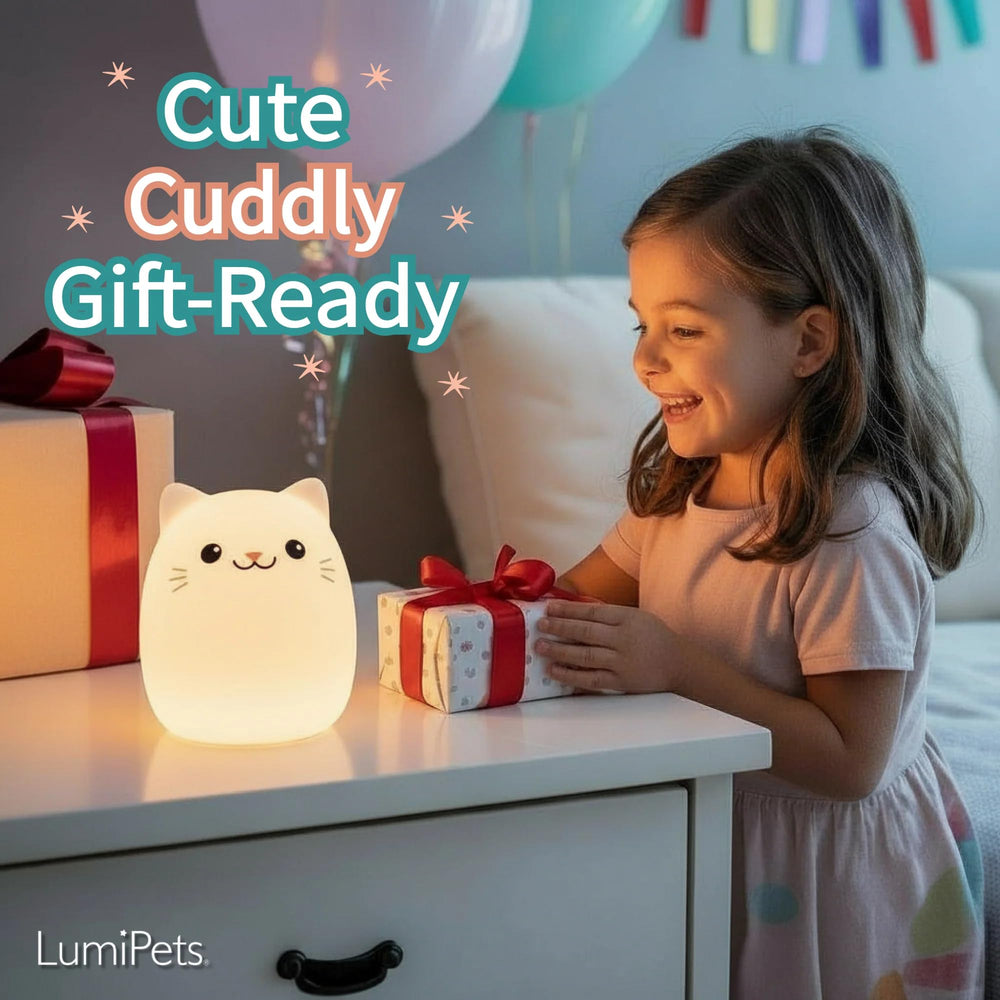 Lumipets Clive night light side angle showing compact portable design for travel