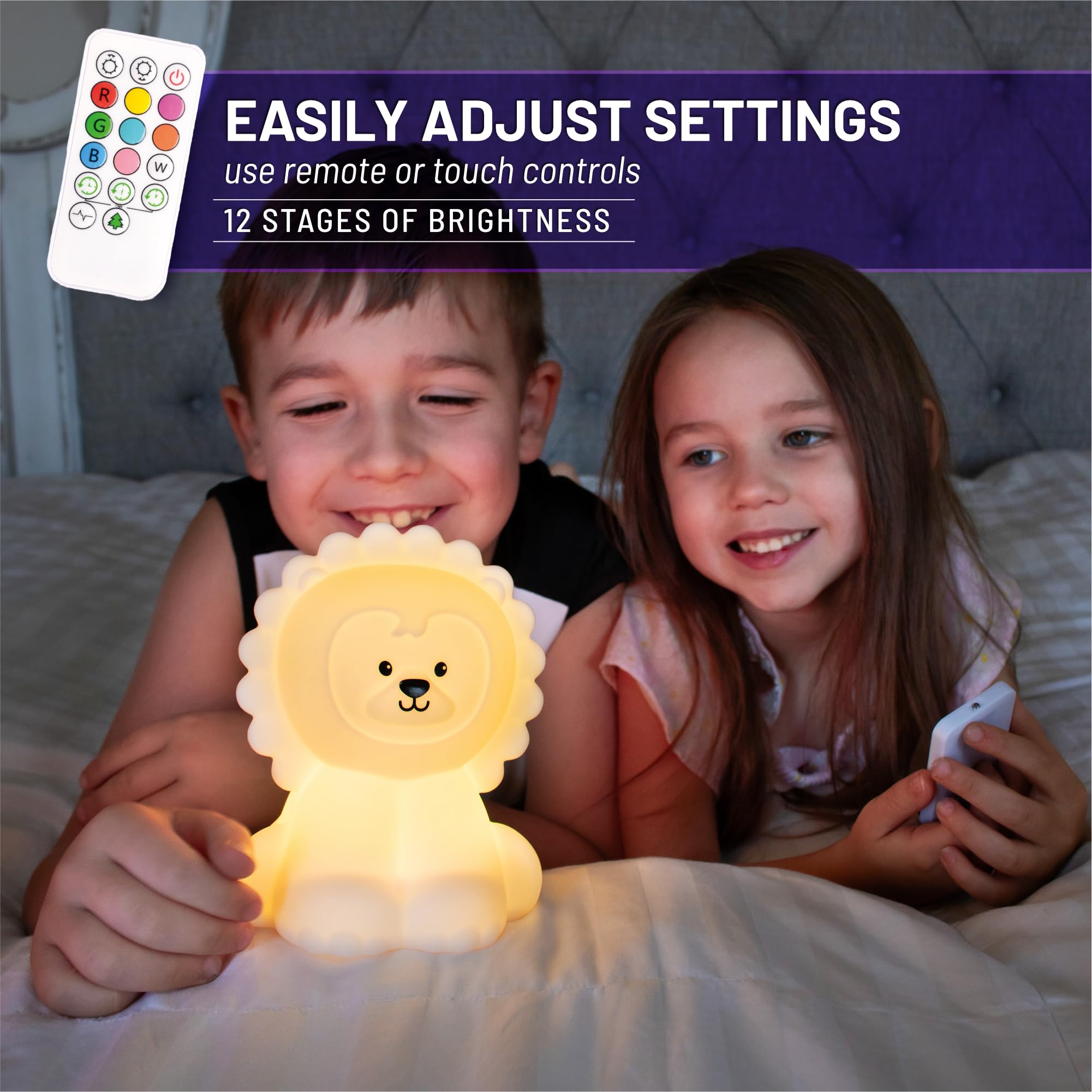 Lumipets Lion Night Light color palette - nine soothing hues.