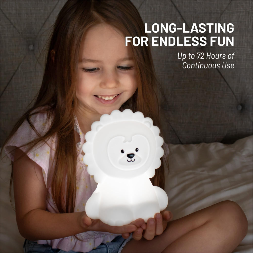 Lumipets Lion Night Light silicone material - soft, durable, kid-friendly.