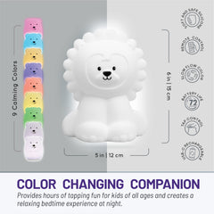 Lumipets Lion Night Light USB charging - reliable power on demand.