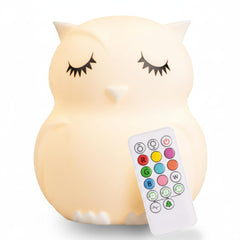 Lumipets owl night light with nine soft colors for cozy bedtimes.