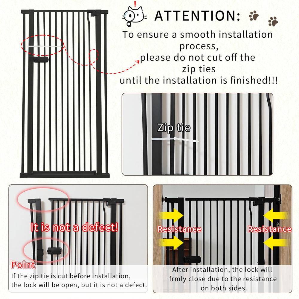 Lumizone black pet gate suitable for kitchen and living spaces.