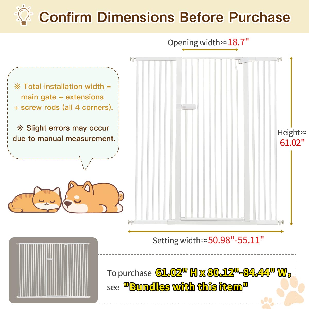 Lumizone cat gate with 1.37-inch gap keeps small pets contained at doorways.