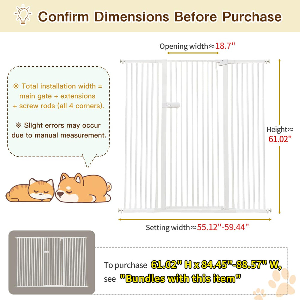 Lumizone cat gate shows 1.37-inch gap for safety.