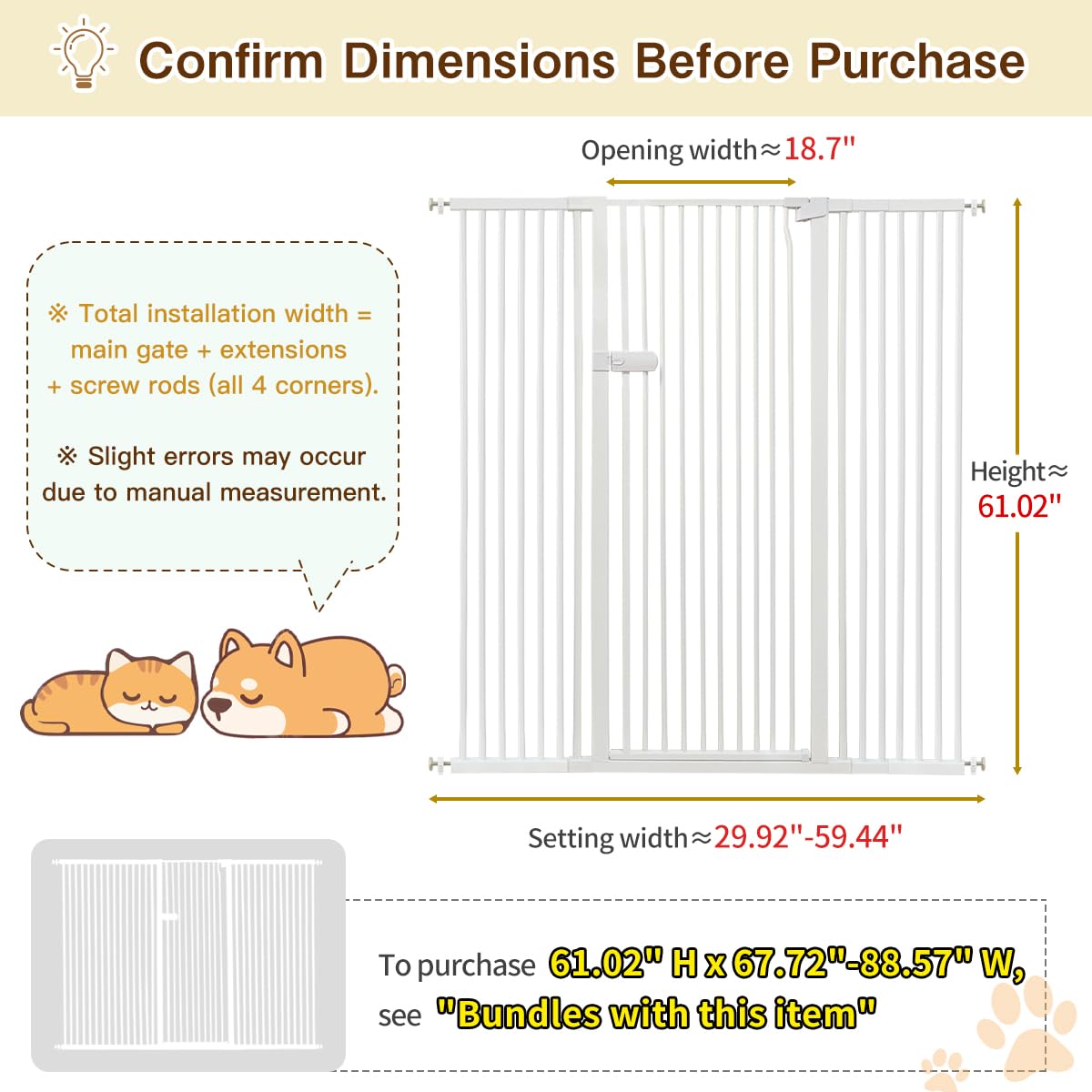 Lumizone cat gate shows a narrow 1.37-inch gap keeping small pets contained.