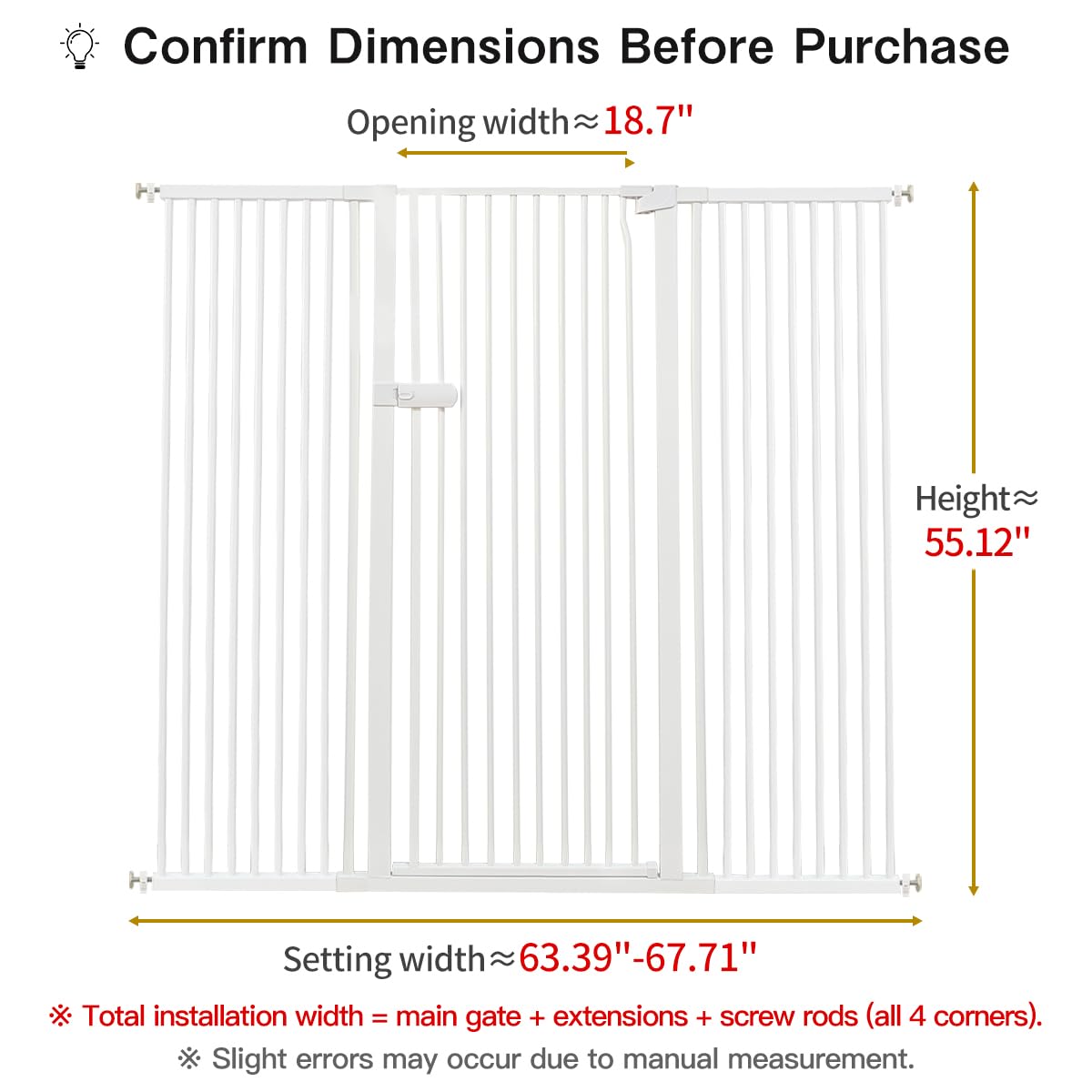 Lumizone cat gate close-up shows 1.37-inch gap keeps small pets safe.