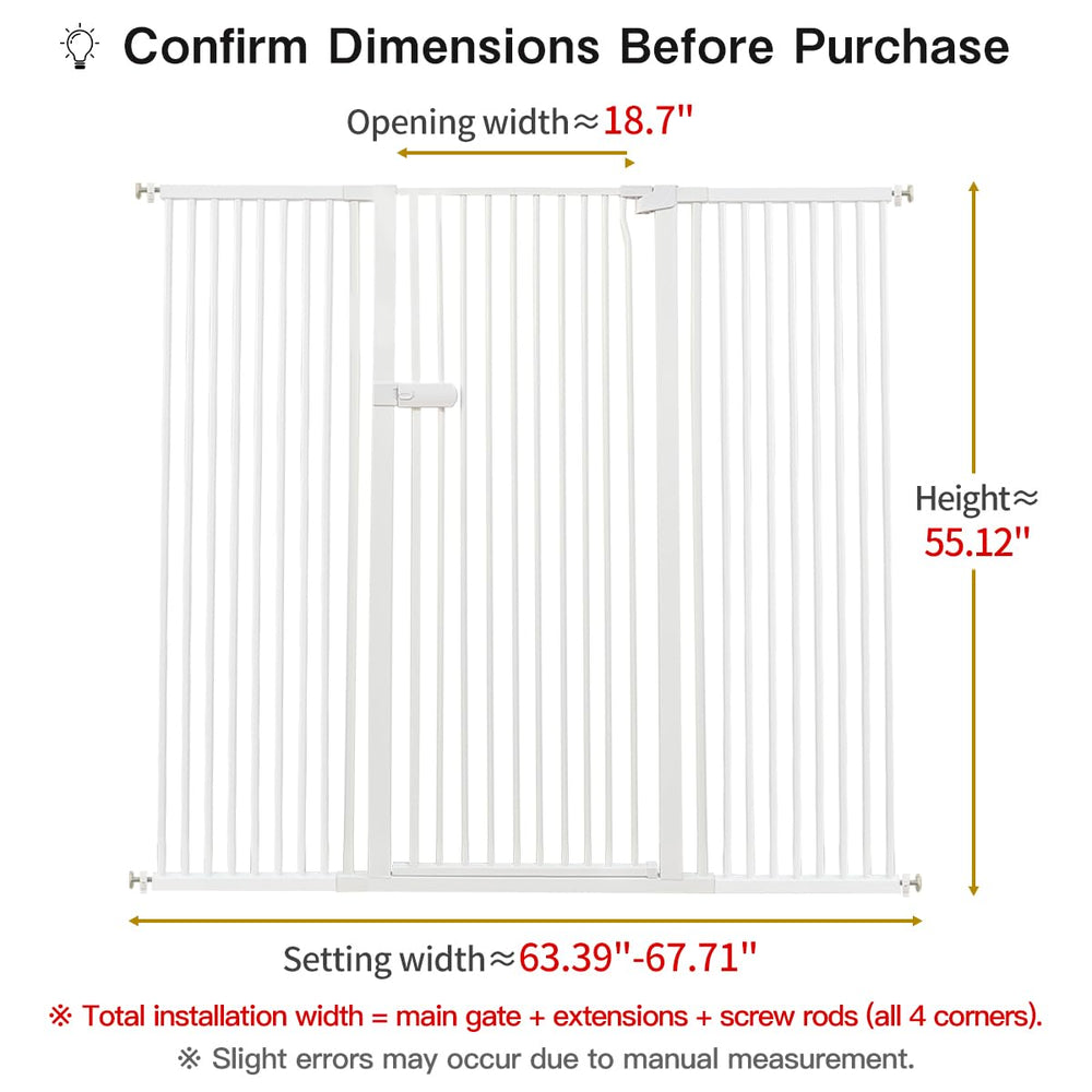 Lumizone cat gate close-up shows 1.37-inch gap keeps small pets safe.